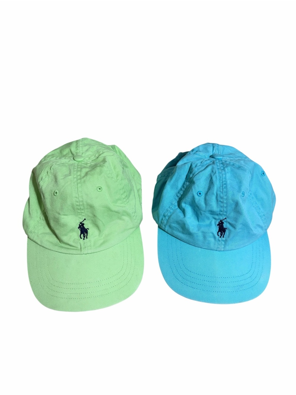 Polo Ralph Lauren Baseball Cap 2 Set Mint Green & Turquoise Blue Bundle Preppy